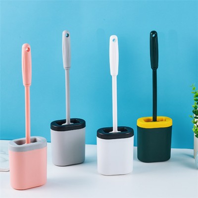 2021 New Soft Bath Clean Tool Durable Bristle Wall Mounted Toilet Brush With Holder Silicone Toilet Cleaning Brush