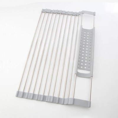 Adjustable Folding Dish Drainer Sink Rack Silicon Plate Drying Roll Up Board Draining Kitchen Storage Holder