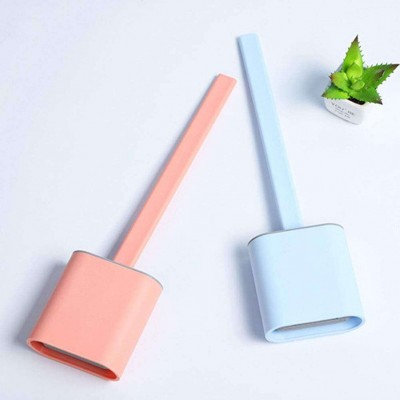 Silicone Toilet Brush Floor Standing Wall Mounted Base Cleaning Brush With Soft Rubber Bristles And Holder